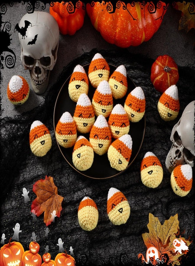 Silipull 6 Pcs Candy Corn Plush Fall Party Decoration Handmade Knitted Crochet Corn Thanksgiving Gifts for Guests Treat Supplies Goodie Bag Fillers Thanksgiving Gift for Teacher Women Coworker - Image 4